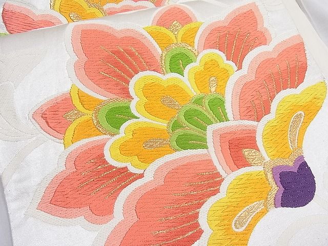 平和屋着物■六通柄袋帯 唐織 花唐草文 銀糸 逸品 n-mz7653