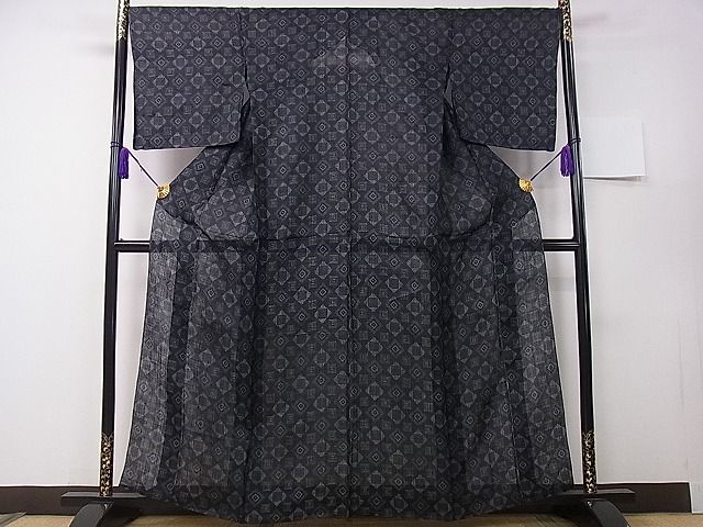 平和屋本店＊極上 夏物 重要無形文化財 本場宮古上布 菱吉祥文 苧麻 逸品 3s30298