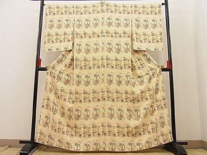 平和屋着物■付下げ　菊牡丹文　金彩　逸品　n-ip1910