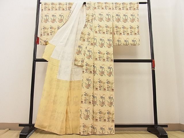 平和屋着物■付下げ　菊牡丹文　金彩　逸品　n-ip1910