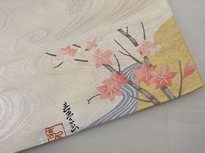 平和屋着物■全通柄袋帯 ワンポイント 唐織 京百景 銀糸 逸品 n-fw4264