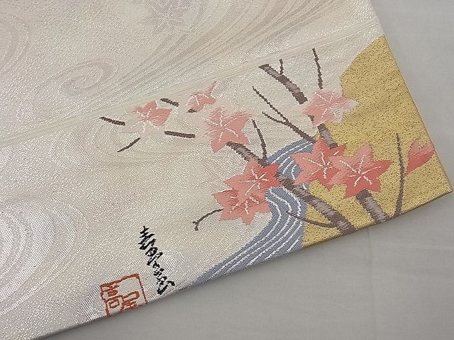 平和屋着物■全通柄袋帯 ワンポイント 唐織 京百景 銀糸 逸品 n-fw4264