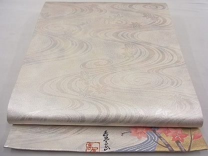平和屋着物■全通柄袋帯 ワンポイント 唐織 京百景 銀糸 逸品 n-fw4264