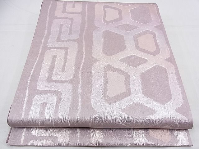 平和屋着物■六通柄袋帯 幾何学文様 銀糸 逸品 n-bg0166