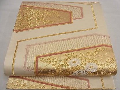 平和屋着物■六通柄袋帯 唐織 秋草文 金糸 逸品 n-ea0634