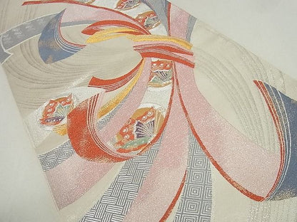 平和屋着物■六通柄袋帯 束ね熨斗舞蝶文 金銀糸 逸品 jm2530