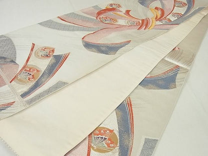 平和屋着物■六通柄袋帯 束ね熨斗舞蝶文 金銀糸 逸品 jm2530