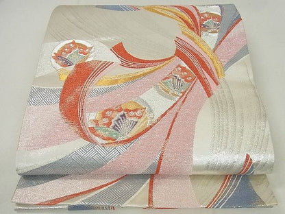 平和屋着物■六通柄袋帯 束ね熨斗舞蝶文 金銀糸 逸品 jm2530
