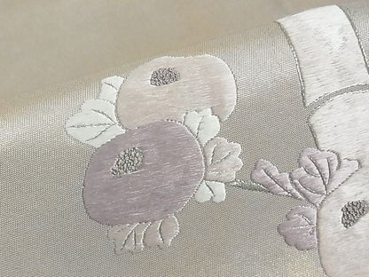 平和屋着物■六通太鼓柄袋帯 総刺繡 枝菊 銀糸 逸品 ea0979