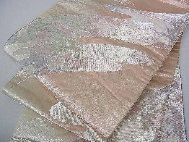 平和屋着物■六通柄袋帯 流水片車文 銀糸 逸品 ud2629