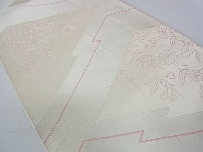 平和屋着物■六通柄袋帯 綾織錦 枝垂れ桜文 逸品 ud2634