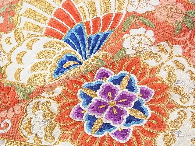平和屋着物■六通柄袋帯 唐織 裂取能衣小袖文 金銀糸 逸品 ud2635
