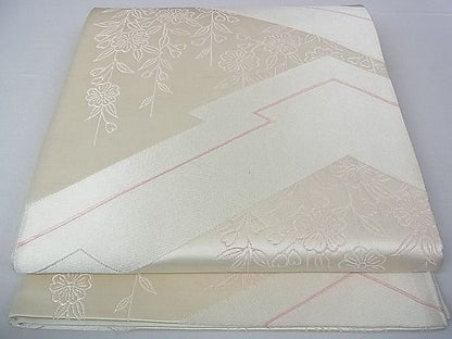 平和屋着物■六通柄袋帯 綾織錦 枝垂れ桜文 逸品 ud2634