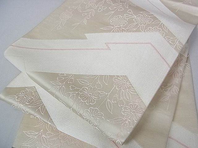 平和屋着物■六通柄袋帯 綾織錦 枝垂れ桜文 逸品 ud2634