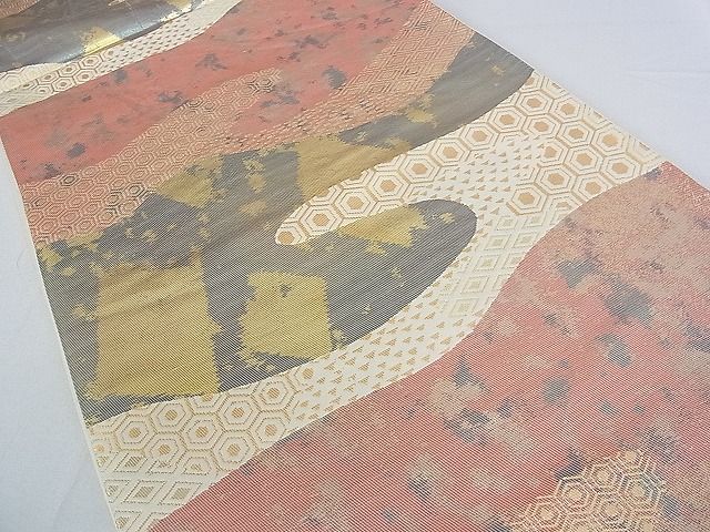 平和屋着物■六通柄袋帯 霞吉祥文 金糸 逸品 ud2644