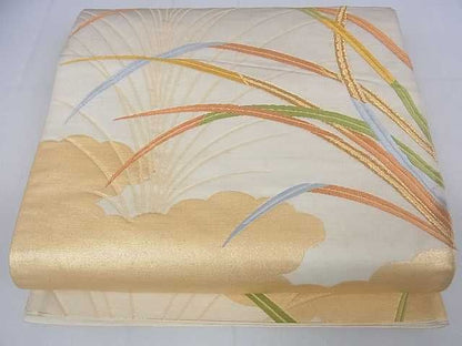 平和屋着物■六通柄袋帯 唐織 芝文 金糸 逸品 ar5809