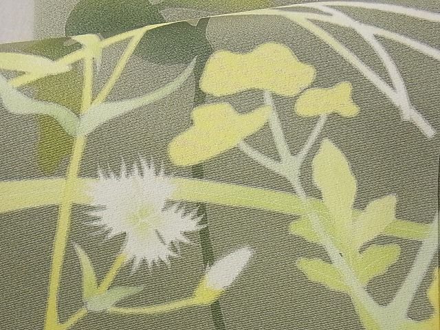 平和屋本店■極上　本加賀友禅作家　由水煌人　訪問着　草花文　さが美扱い　利休茶　着丈169.5cm　裄丈68cm　正絹　4kk4142