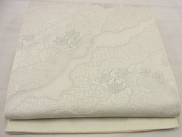 平和屋着物■六通柄袋帯 道長草花文 銀糸 逸品 未使用 n-wu0393