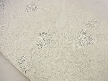 平和屋着物■六通柄袋帯 道長草花文 銀糸 逸品 未使用 n-wu0393