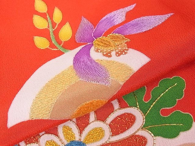 平和屋本店■希少　染刺工芸　大羊居　東京友禅　子供　七五三　女の子　3歳　祝着　駒刺繍　吉祥花文　金銀糸　逸品　3kh1798