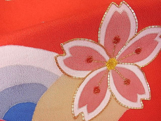 平和屋本店■希少　染刺工芸　大羊居　東京友禅　子供　七五三　女の子　3歳　祝着　駒刺繍　吉祥花文　金銀糸　逸品　3kh1798