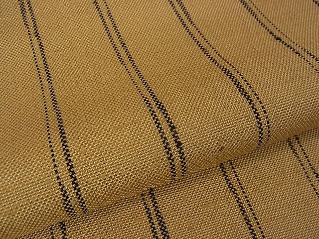 平和屋本店■極上　伊兵衛織　工芸手織　単衣　縞　たとう紙付き　逸品　未使用　3kh1796