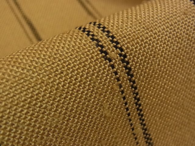 平和屋本店■極上　伊兵衛織　工芸手織　単衣　縞　たとう紙付き　逸品　未使用　3kh1796