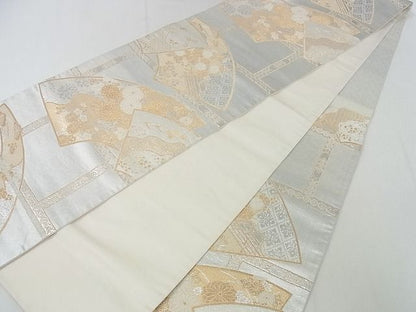 平和屋着物■六通柄袋帯 地紙重ね風景花文 金銀糸 逸品 mz2867