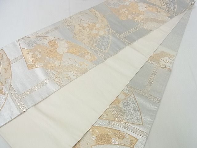 平和屋着物■六通柄袋帯 地紙重ね風景花文 金銀糸 逸品 mz2867