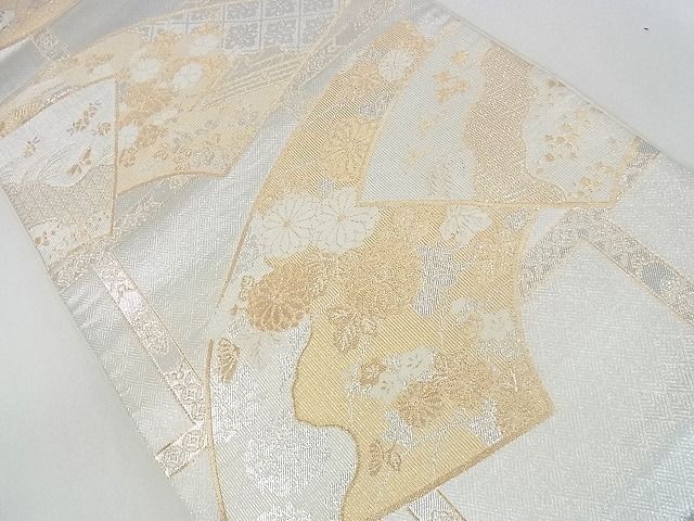 平和屋着物■六通柄袋帯 地紙重ね風景花文 金銀糸 逸品 mz2867