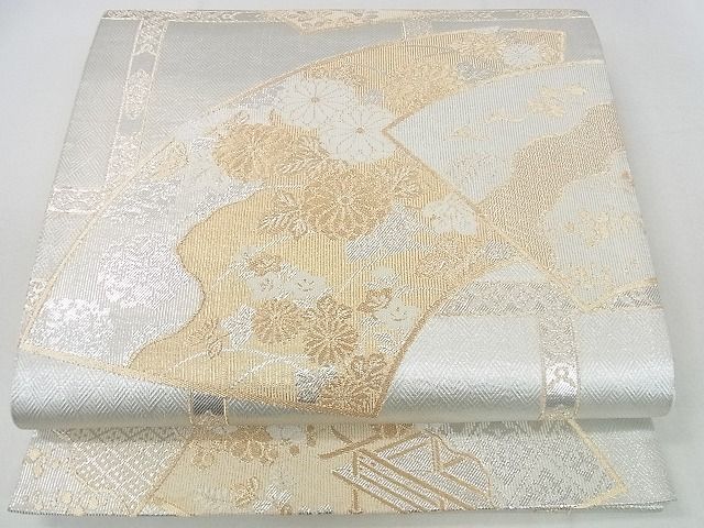 平和屋着物■六通柄袋帯 地紙重ね風景花文 金銀糸 逸品 mz2867