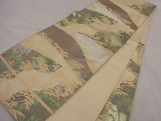 平和屋着物■六通柄袋帯 松 金銀糸 逸品 n-te0156