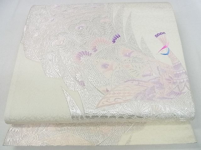 平和屋着物■六通柄袋帯 孔雀文 銀糸 逸品 mz2891