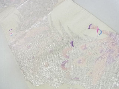 平和屋着物■六通柄袋帯 孔雀文 銀糸 逸品 mz2891