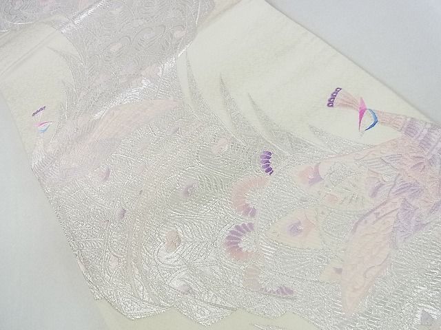平和屋着物■六通柄袋帯 孔雀文 銀糸 逸品 mz2891