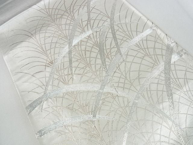 平和屋着物■六通太鼓柄袋帯 駒刺繡 草木文 銀彩 逸品 mz2899