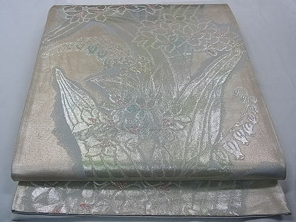 平和屋着物■六通柄袋帯　草花文　金糸　逸品　pn4554