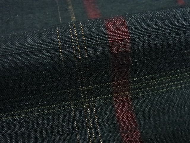 平和屋本店●極上 郡上紬 草木染 格子柄 証紙付き 逸品3s5392
