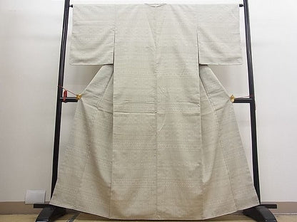 平和屋着物■上質なお召　横段吉祥文　逸品　n-fw4346