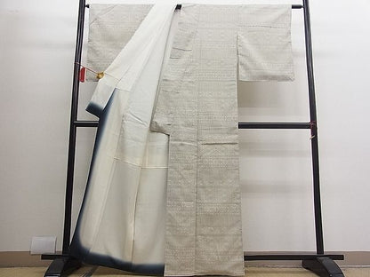 平和屋着物■上質なお召　横段吉祥文　逸品　n-fw4346