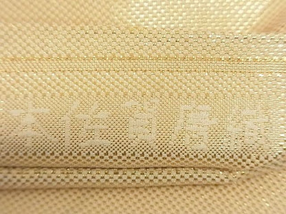 平和屋着物■本佐賀唐織 六通柄袋帯 山取花丸文 金糸 正絹 逸品 A-gk494