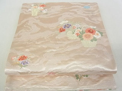 平和屋着物■六通柄袋帯 唐織 花籠文 金銀糸 逸品 rt2867