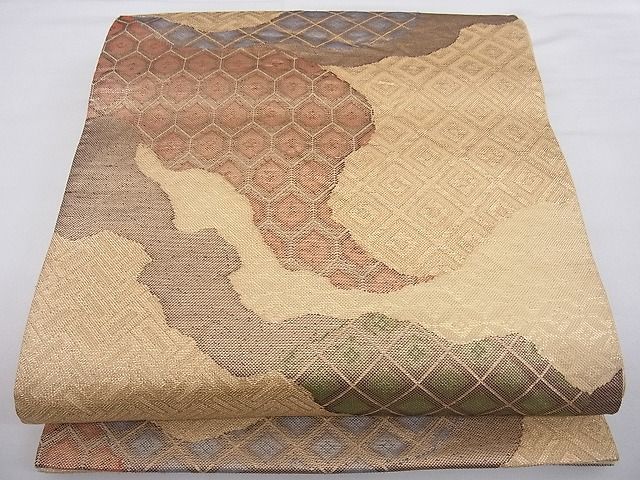 平和屋着物■佐賀錦 六通柄袋帯 吉祥文 金糸 逸品 n-qw0526