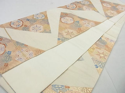 平和屋着物■六通柄袋帯 唐織 吉祥花文 金糸 逸品 ap4995