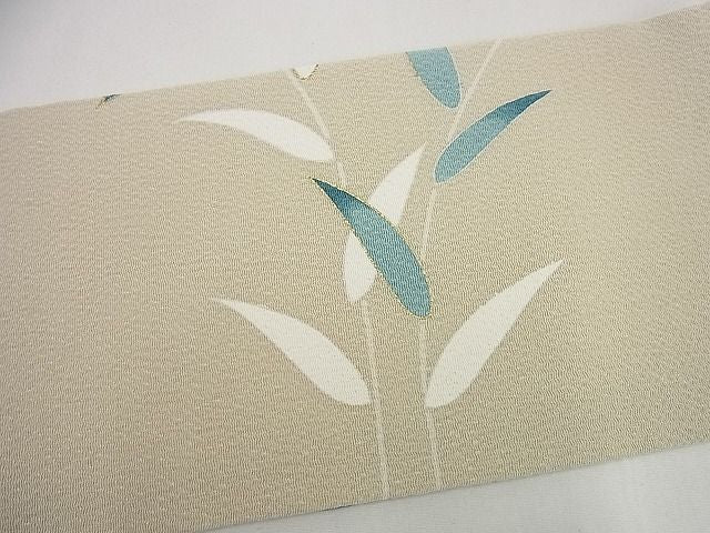 平和屋本店●超希少　九寸名古屋帯　品川恭子　草花文　金彩　鬼しぼ縮緬　逸品3s5506