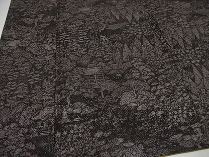 平和屋本店■極上　白泥染の第一人者・絣の魔術師　恵積五郎　本場大島紬　割り込み絣　恵大島織物謹製　風景文　証紙付 3s5552