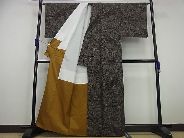 平和屋本店■極上　白泥染の第一人者・絣の魔術師　恵積五郎　本場大島紬　割り込み絣　恵大島織物謹製　風景文　証紙付 3s5552