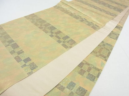 平和屋着物■西陣　六通柄袋帯　横段文　金彩　引箔　逸品　wb8589