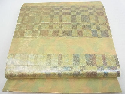 平和屋着物■西陣　六通柄袋帯　横段文　金彩　引箔　逸品　wb8589