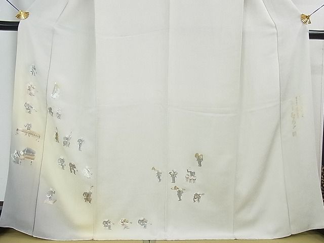 平和屋本店■極上 金彩友禅 卓越技能者・名工・和田光正 訪問着 猫 オーケストラ 音楽隊 暈し染め 金銀彩 逸品 3kh1902